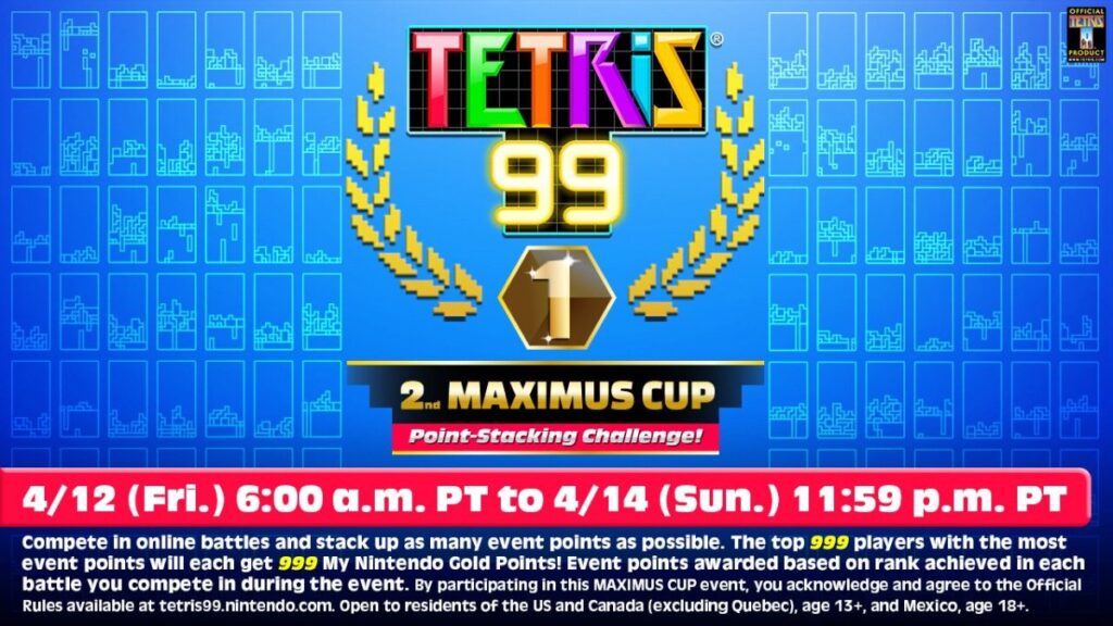 2de Maximus Cup – Tetris 99 – Start op 12 April