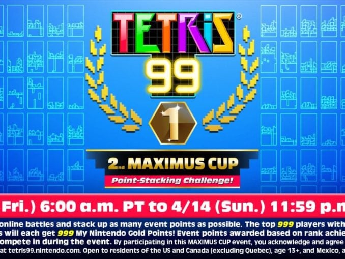 Nieuws - 2de Maximus Cup – Tetris 99 – Start op 12 April 
