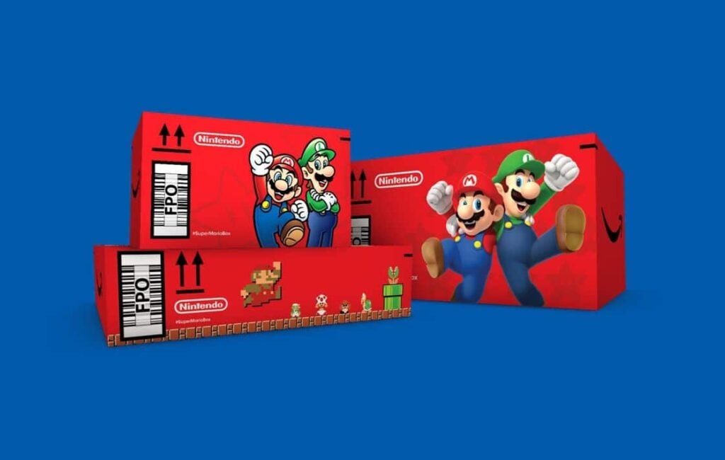 Amazon en Nintendo – Willekeurige verzending van producten in dozen met Mario-thema (Noord-Amerika)