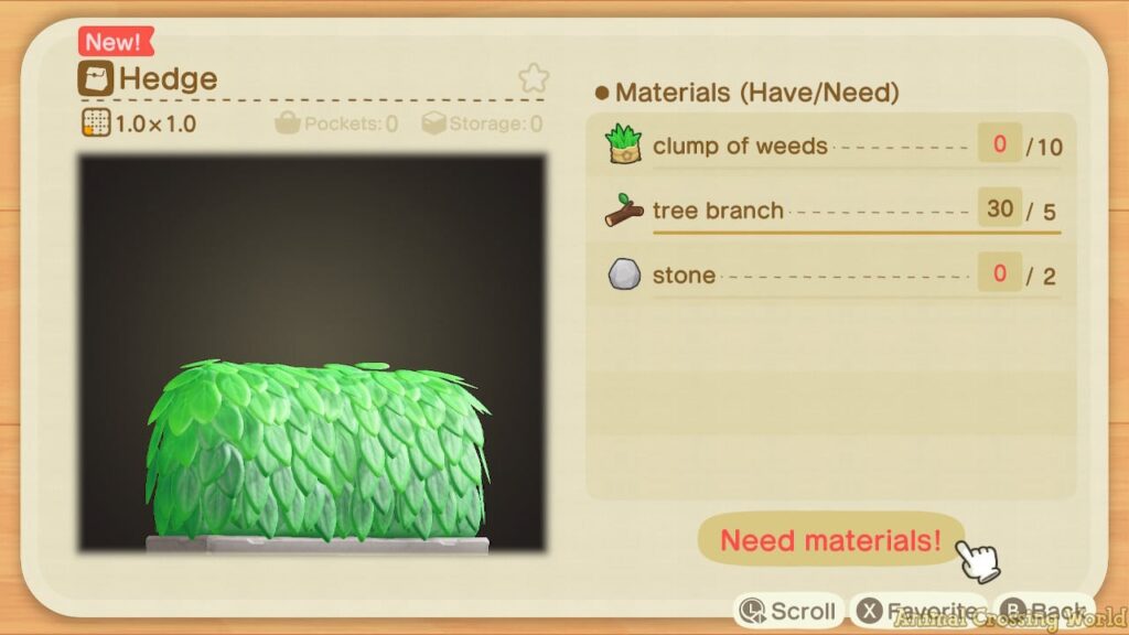 Animal Crossing: New Horizons – Nature Day Hedge recept