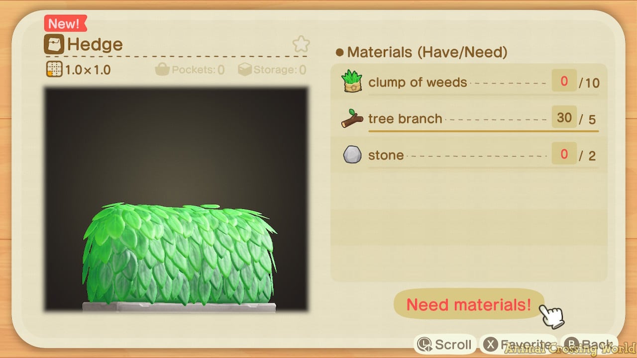 Animal Crossing: New Horizons – Nature Day Hedge Recipe