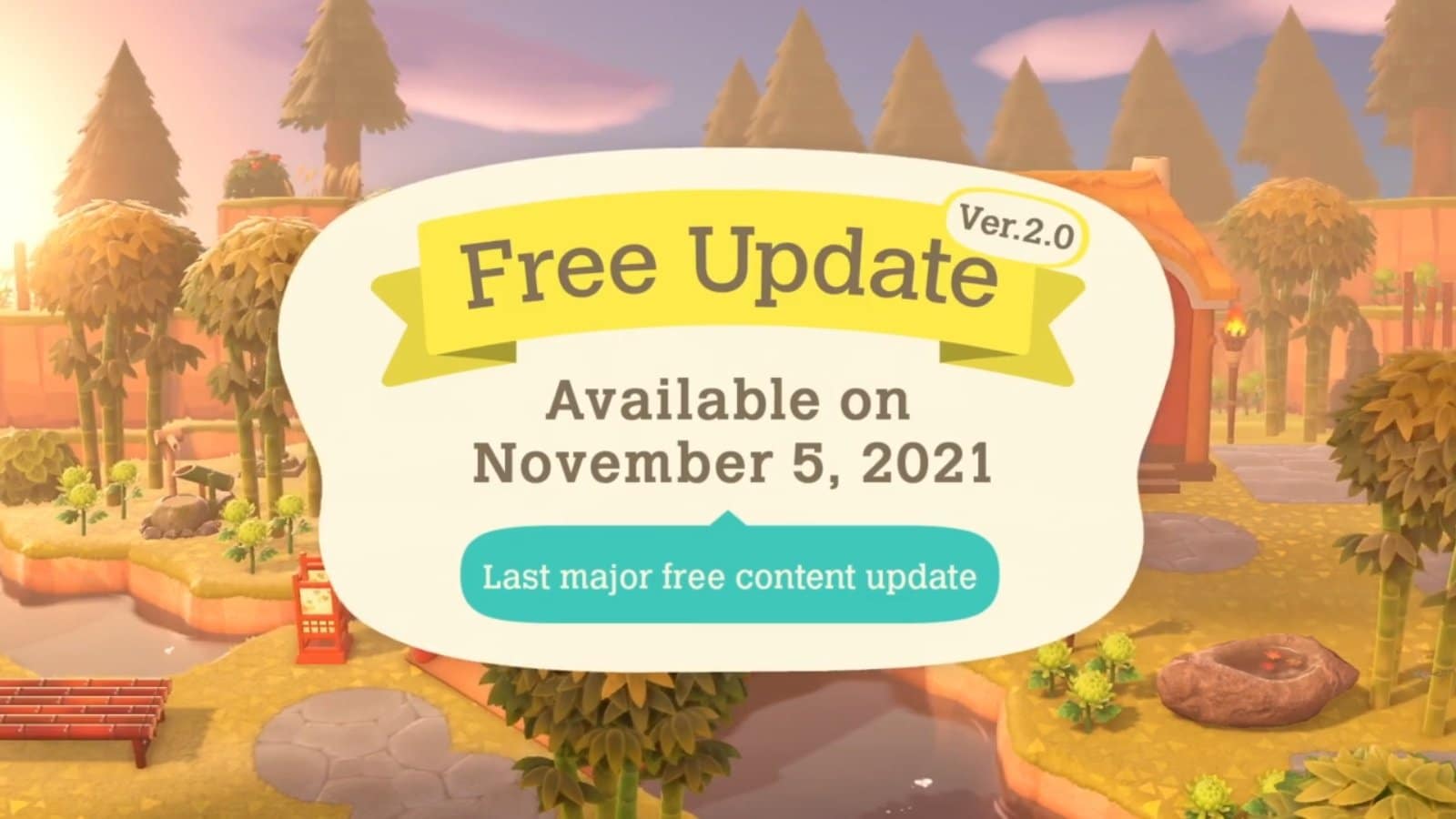 Animal Crossing: New Horizons – Gratis versie 2.0 update – 5 november 2021