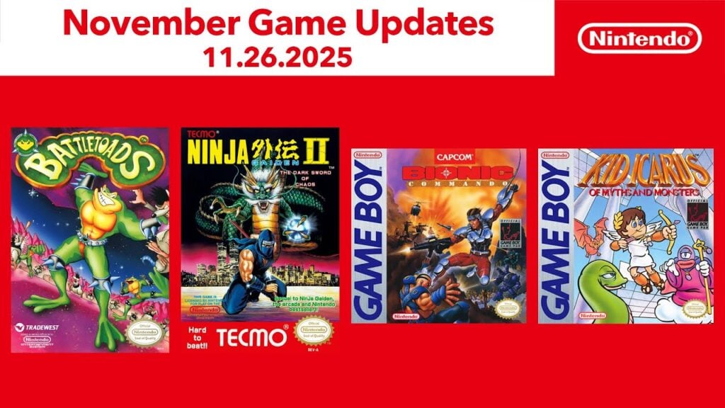 Battletoads, Ninja Gaiden II, Bionic Commando en Kid Icarus voegen zich bij Nintendo Switch Online Classics
