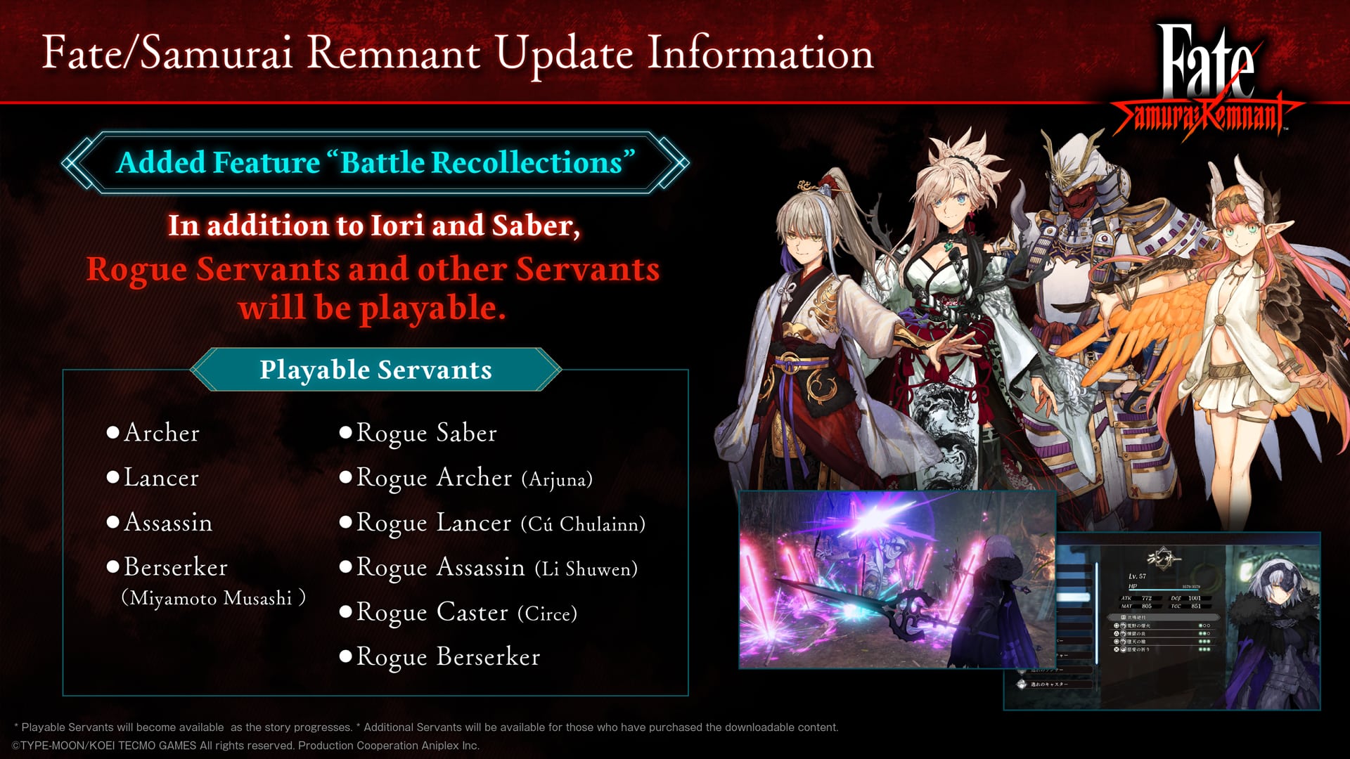 Fate/Samurai Remnant Versie 1.03 Update: nieuwe moeilijkheidsgraden en spannende functies