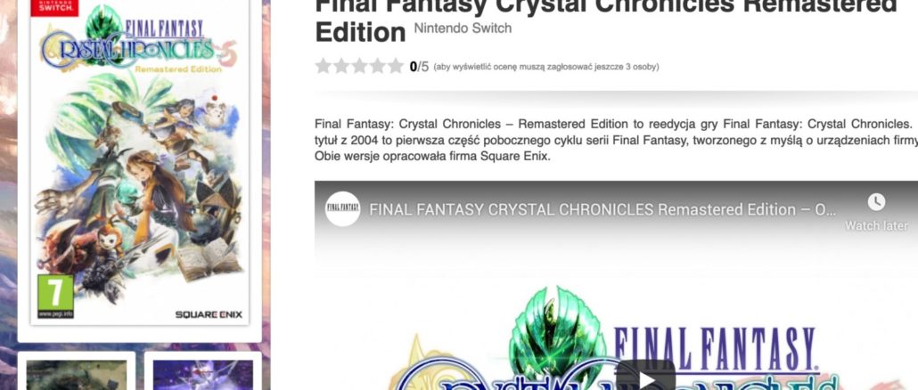 FINAL FANTASY – CRYSTAL CHRONICLES Remastered vermeld voor Augustus