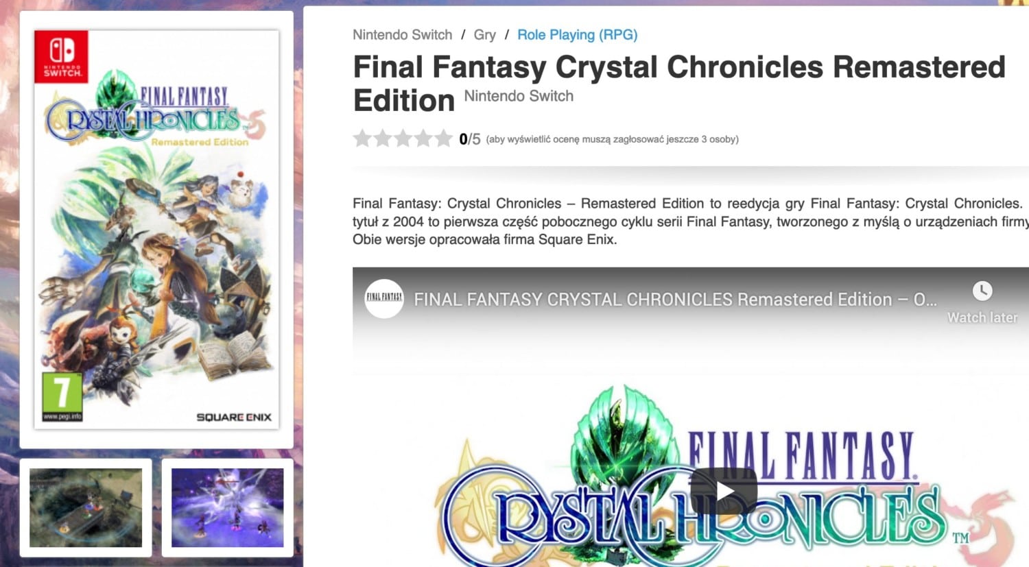 FINAL FANTASY – CRYSTAL CHRONICLES Remastered vermeld voor Augustus FINAL FANTASY – CRYSTAL CHRONICLES Remastered vermeld voor Augustus
