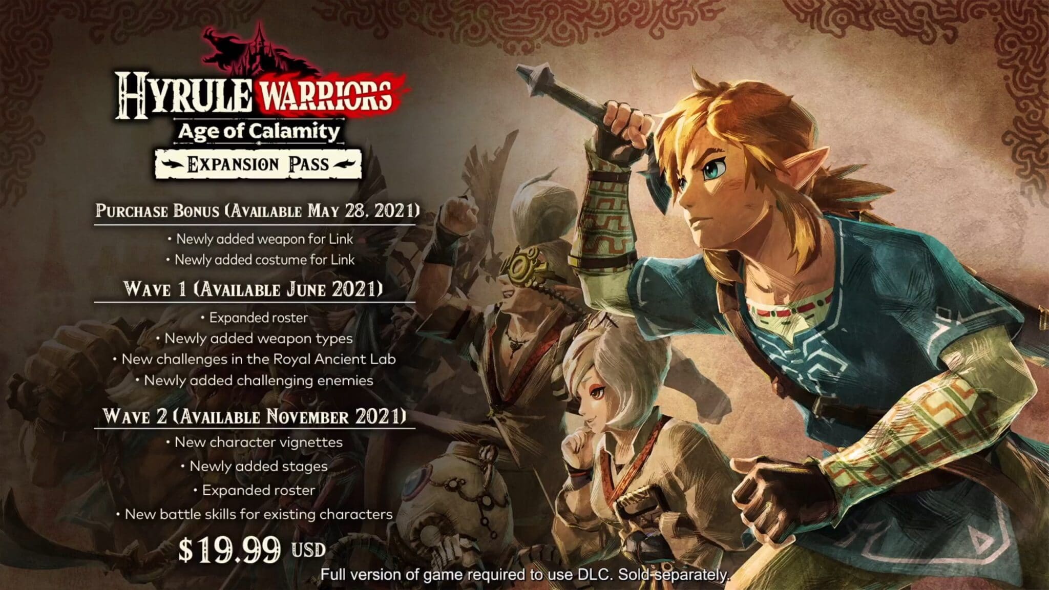 Hyrule Warriors: Age of Calamity Expansion Pass bonus; Ancient Armour & Sword