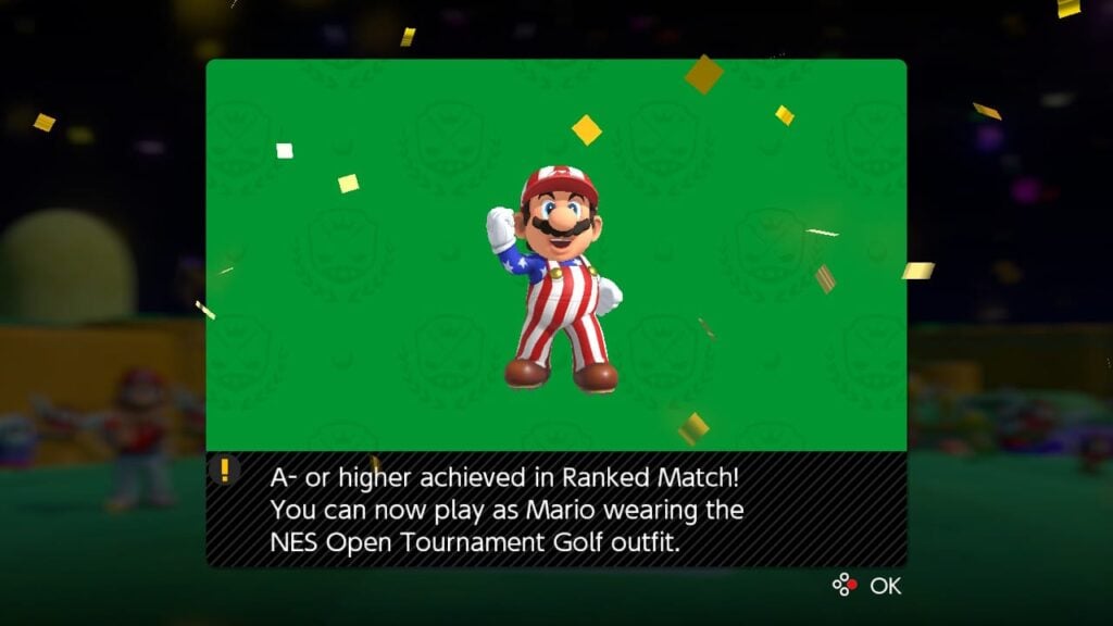 Mario Golf: Super Rush beloont ranked matches met NES Open Tournament Golf Mario outfit