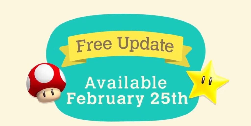 Mario items voor Animal Crossing: New Horizons update op 25 Februari
