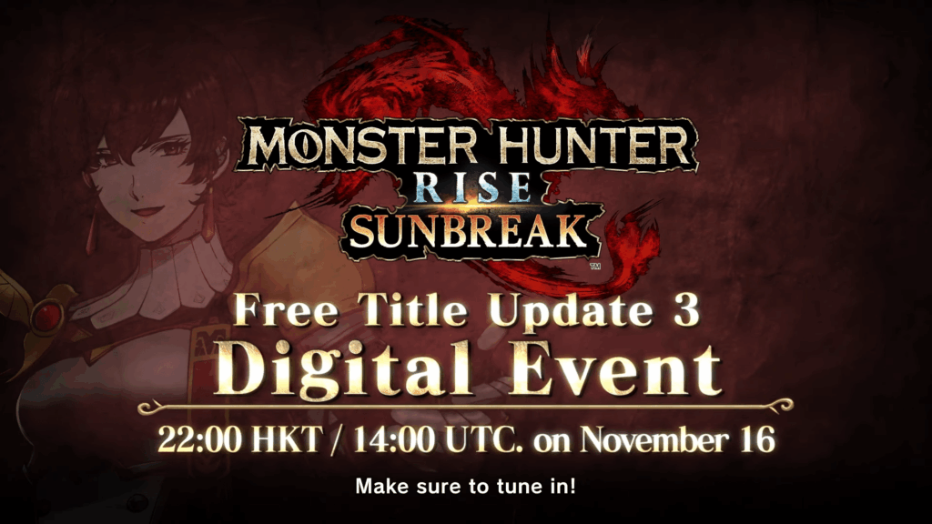 Monster Hunter Rise: Sunbreak Free Title Update 3 Digital Event Announced – November 16th
