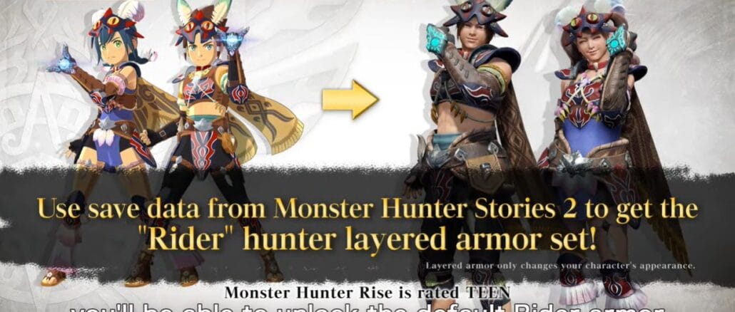 Monster Hunter Stories 2 Save Data Unlocks Rider Hunter Layered Armor in Monster Hunter Rise