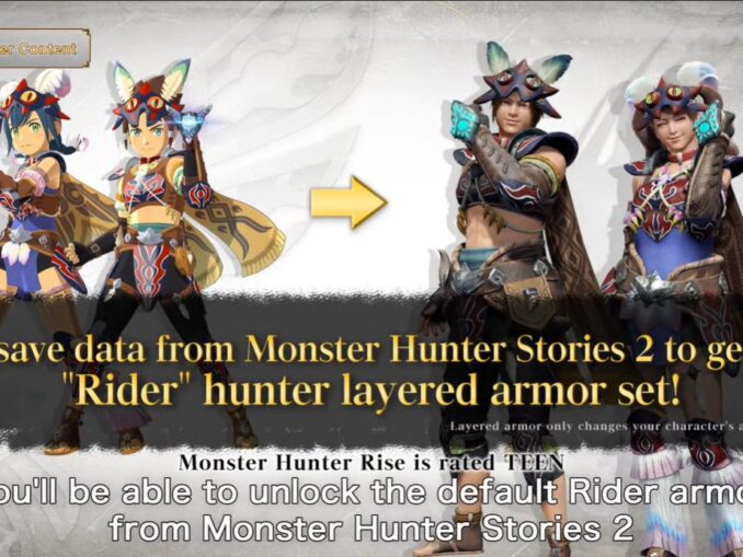 Nieuws - Monster Hunter Stories 2 Save Data ontgrendelt Rider Hunter Layered Armor in Monster Hunter Rise 
