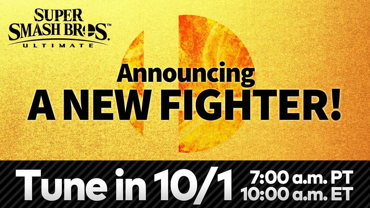 Next Super Smash Bros. Ultimate DLC Fighter to be announced 1 October 2020