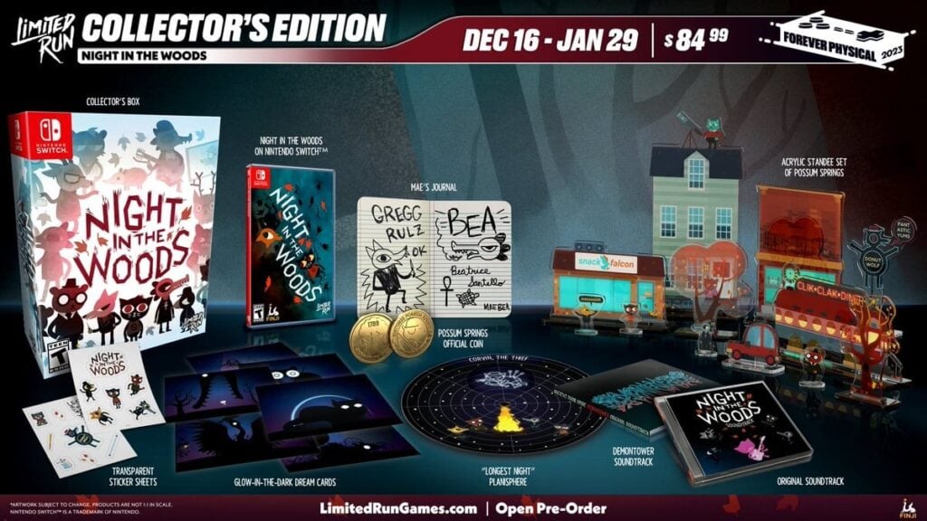Limited Run Games – Night in the Woods physical release, including collector’s edition
