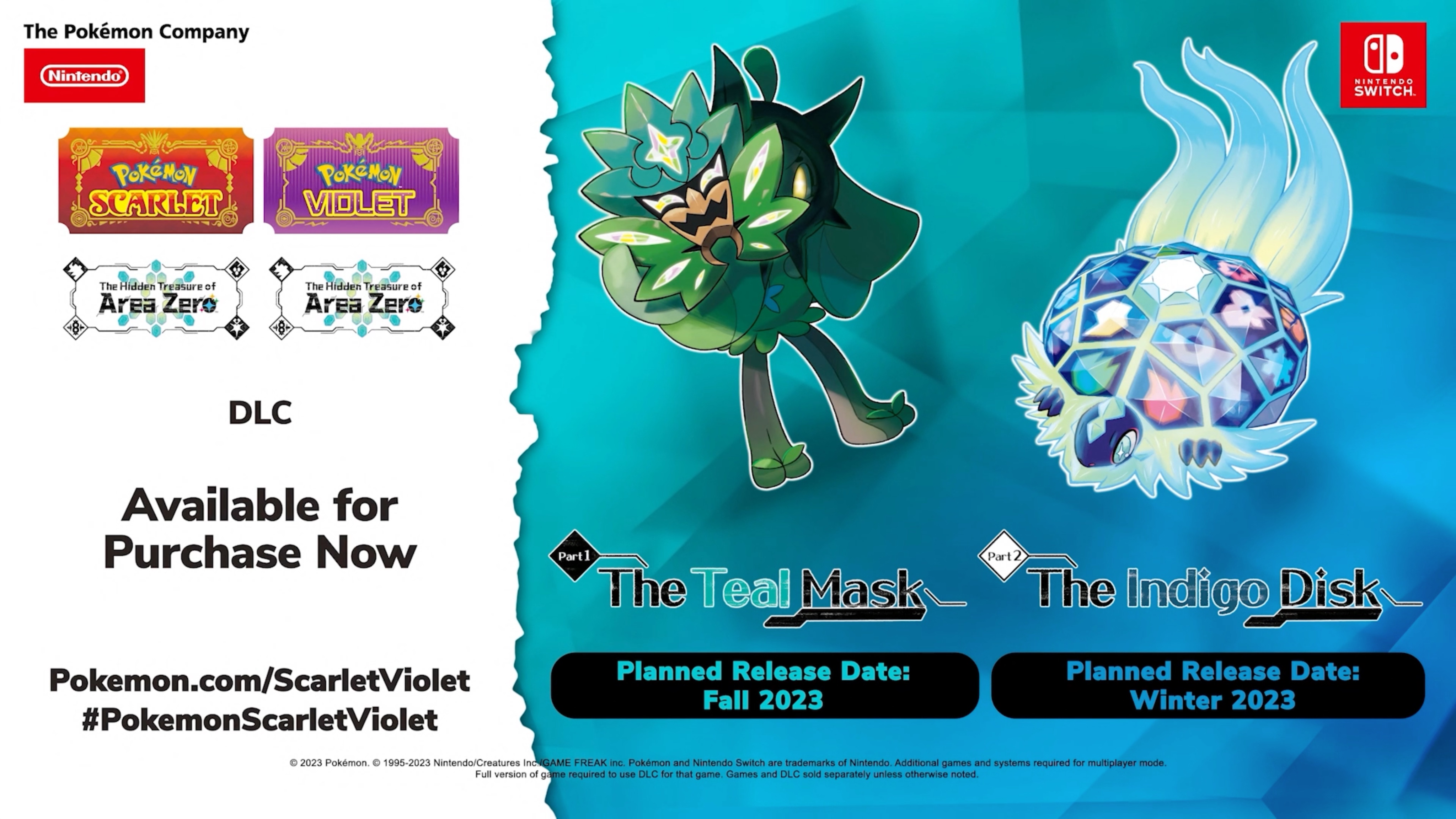 Pokemon Scarlet and Pokemon Violet – The Teal Mask and Indigo Disc DLC