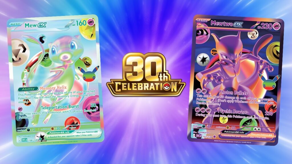 Pokémon TCG: 30th Celebration brengt Pikachu, Mew, Mewtwo en klassieke kaarten samen