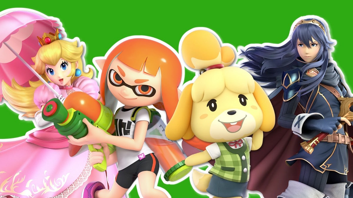 Princess Peach, Lucina, Inkling Girl & Isabelle op Xbox One Dashboards