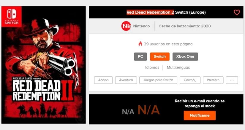 Red Dead Redemption 2; Vermeld (alweer) – Maar nu door Spaanse retailer