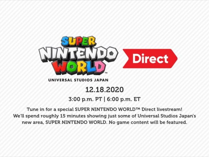 Nieuws - Super Nintendo World Direct om middernacht 