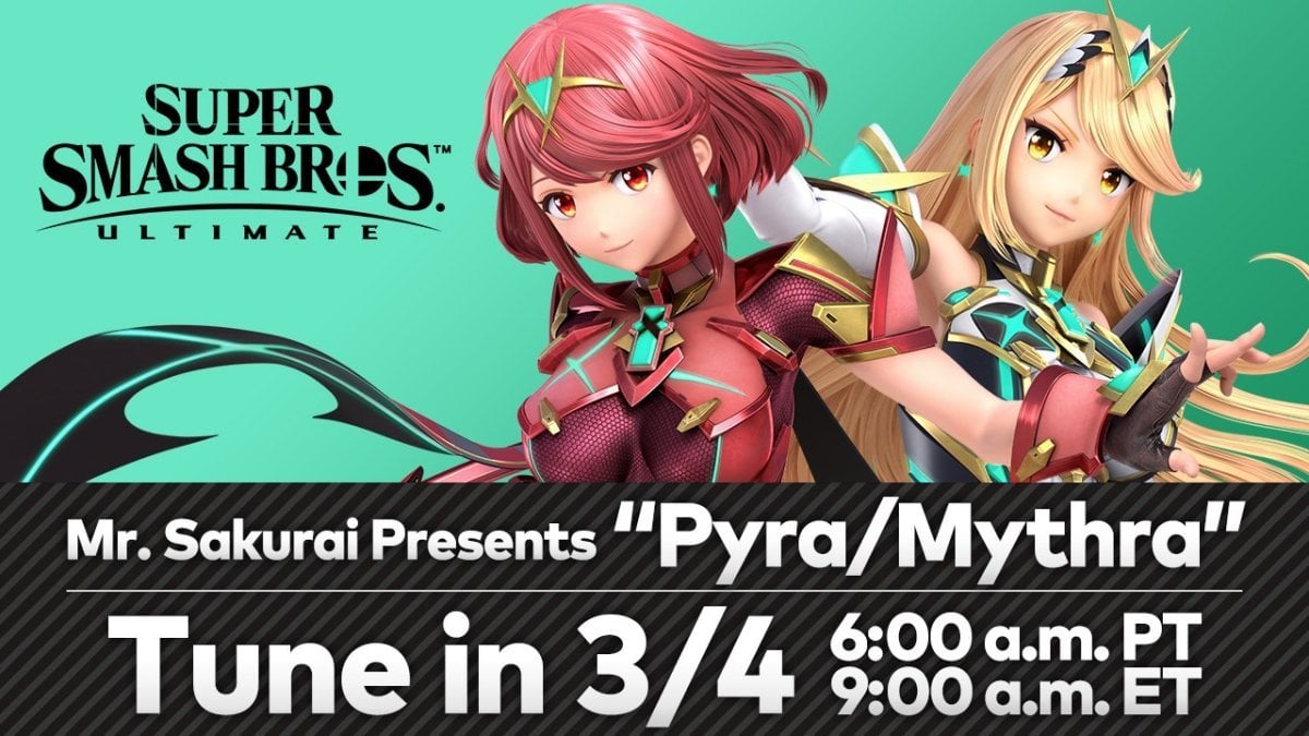 Super Smash Bros Ultimate DLC Pyra/Mythra presentation 4th March