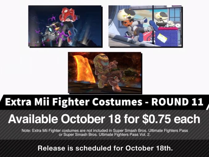 Nieuws - Super Smash Bros. Ultimate – Drie nieuwe Mii-kostuums, waaronder Doomguy aangekondigd 