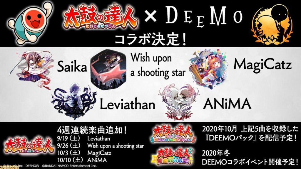 Taiko no Tatsujin: Drum ‘n’ Fun Deemo Pack DLC Releasing in Japan