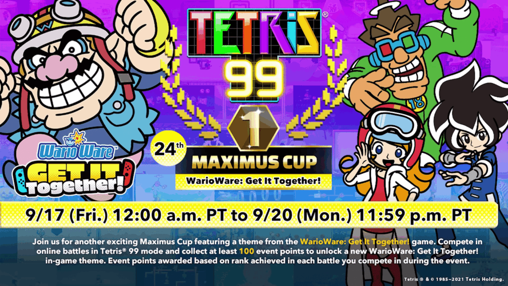 Tetris 99 – 24th Maximus Cup met WarioWare: Get It Together! thema