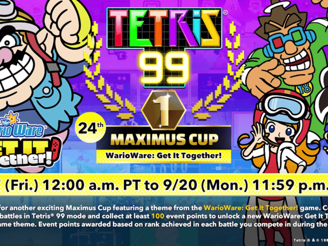 Nieuws - Tetris 99 – 24th Maximus Cup met WarioWare: Get It Together! thema 