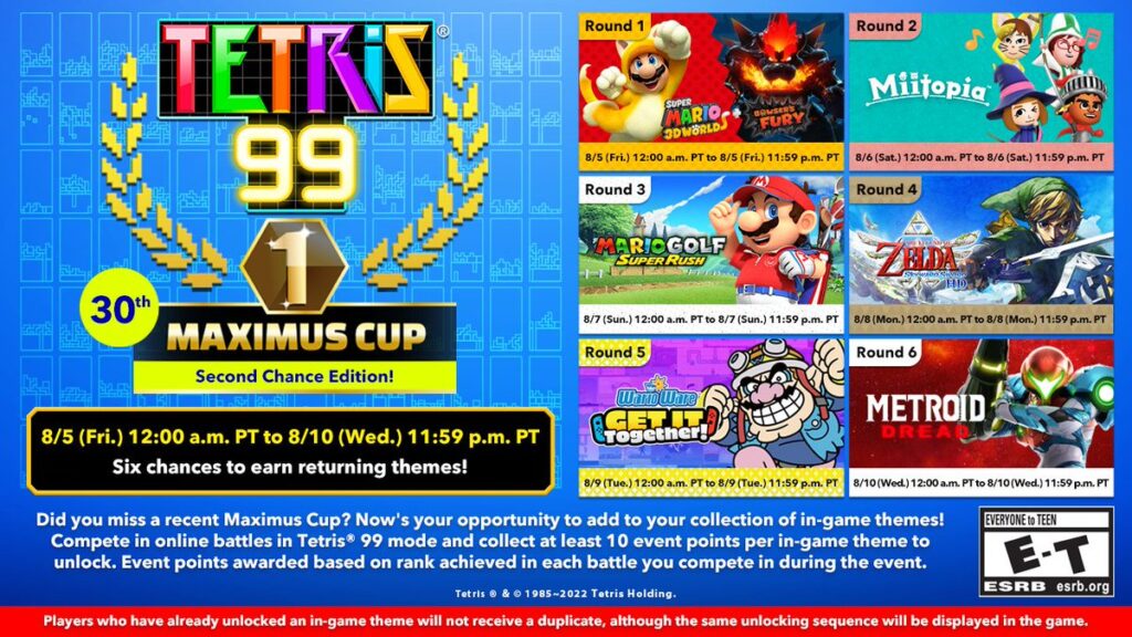Tetris 99 30th Maximus Cup – Terugkerende thema’s