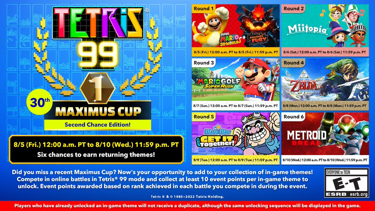 Tetris 99 30th Maximus Cup – Terugkerende thema’s