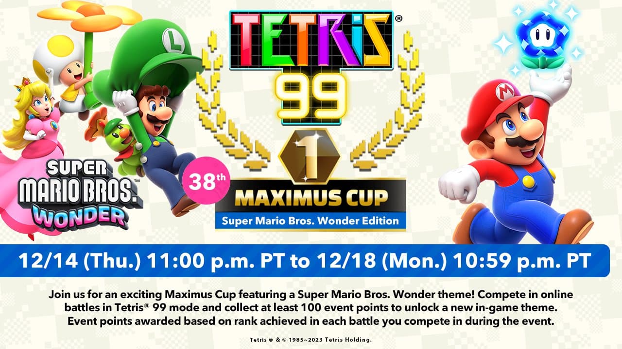 Tetris 99 38e Maximus Cup: Ontgrendel het Super Mario Bros Wonder-thema