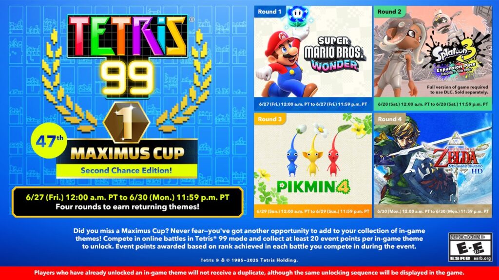 Tetris 99 47th Maximus Cup Features More Returning Themes