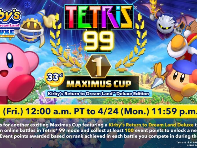 Nieuws - Tetris 99 Maximus Cup Event met Kirby’s Return to Dream Land Deluxe thema 