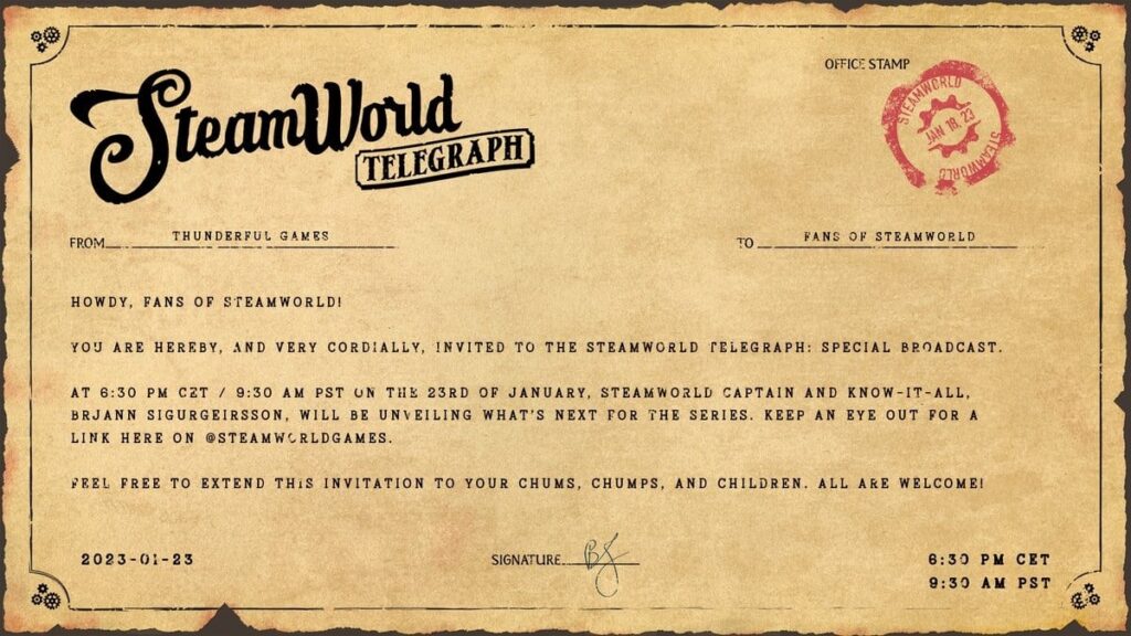 Thunderful en The SteamWorld Telegraph: Special Broadcast Thunderful en The SteamWorld Telegraph: Special Broadcast