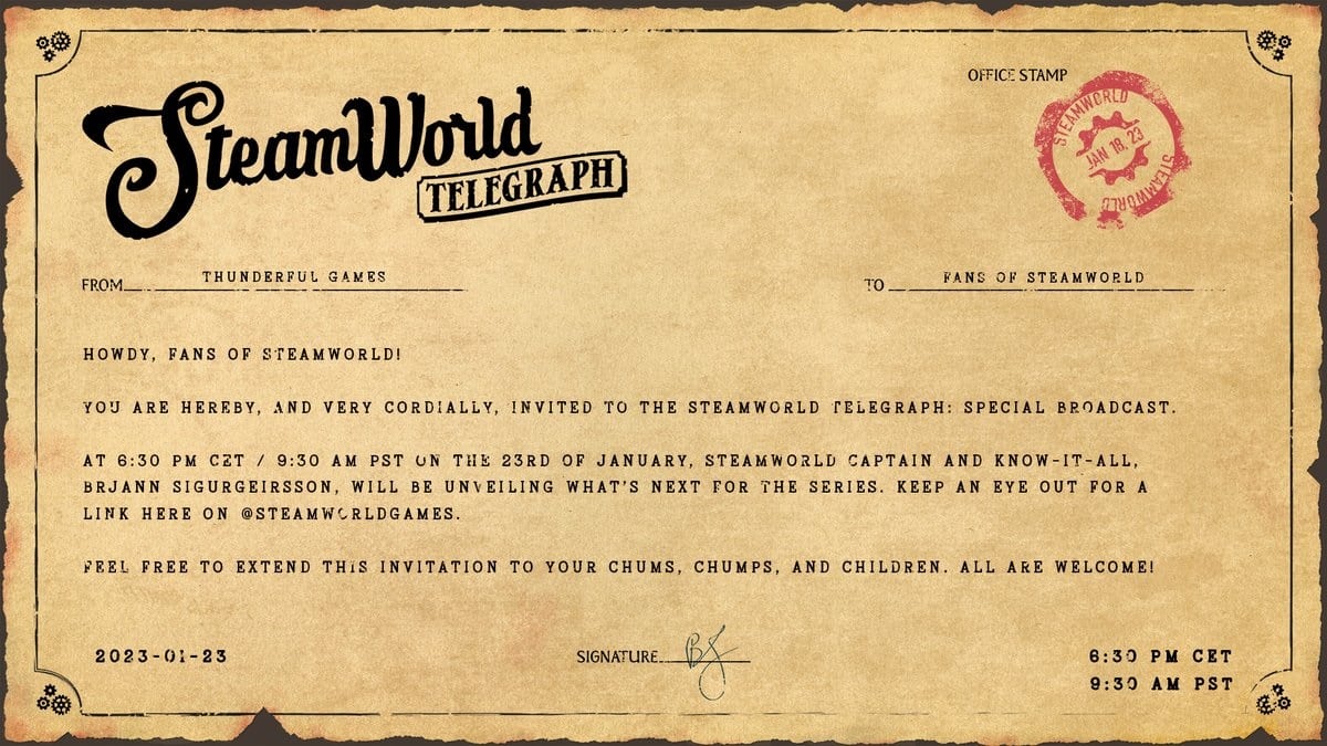 Thunderful en The SteamWorld Telegraph: Special Broadcast